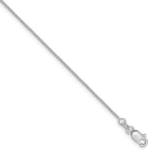Black Bow Jewelry 0.8mm 14k White Gold, Solid Spiga Chain Anklet - 1 of 4