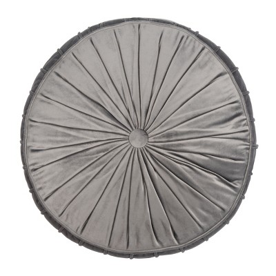 Light Grey Velvet Round Tufted Floor Pillow