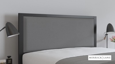 Full Size Black Upholstered Headboard with Metal Frame