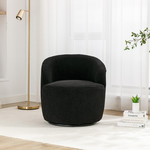 Fannie Teddy 360° Swivel Accent Armchair, Upholstered Small Barrel Chair for Living Room and Bedroom, Indoor Furniture - Maison Boucle‎ - image 1 of 4