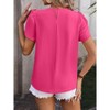 Womens Casual Tops Yoke Front Pleated Shirts with Flutter Sleeve Back Keyhole Short Sleeve Blouse Summer Tops - 2 of 4