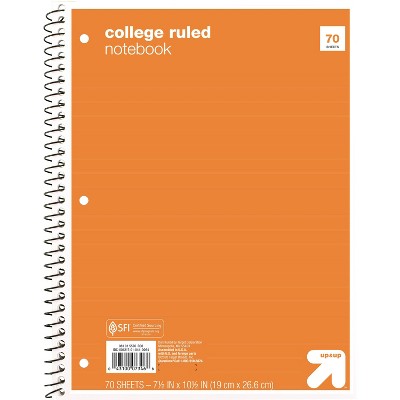 College Ruled 1 Subject Flexible Paperboard Cover Spiral Notebook - up&up™