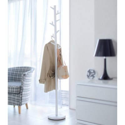 Slim Brown Steel Branch Coat Rack with Adjustable Hooks