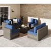 Celebalcony 7 Piece Outdoor Patio Seating Group with Cushions Blue - 2 of 4