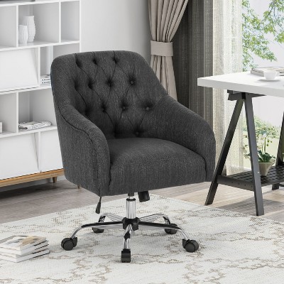 Tufted Swivel Home Office Chair Comfortable Desk Chair With Wheels Upholstered Swivel Computer Desk Chair-The Pop Home