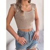 Women's 2025 Summer Tank Tops Square Neck Ruffle Strap Sleeveless Cropped Ribbed Knit Shirts - 2 of 4