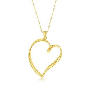Bella Silver Sterling Silver Polished Twisted Heart 18" Pendant Necklace - Gold Plated - 16+2 Inch - 1 of 2