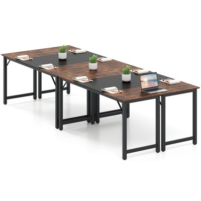 Tangkula 4 PCS 63" Computer Desk Modern Industrial Office Desk w/ Metal Frame & Large Executive Desk