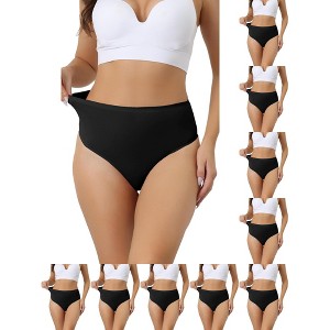 INSPIRE CHIC Women's High Waist Tummy Control Stretch Breathable Comfortable Thongs 10 Packs - 1 of 4