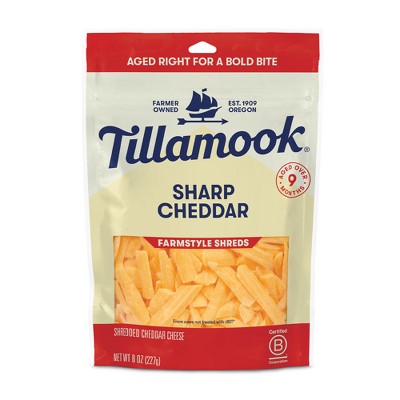 Tillamook Farmstyle Sharp Cheddar Shredded Cheese - 8oz : Target