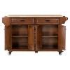 Vynxaria Kitchen Island - Rubberwood Countertop, 5-Wheel Rolling Cart with 5 Drawers, Storage Cabinet, Towel/Spice Racks for Dining & Kitchen,Brown - 4 of 4