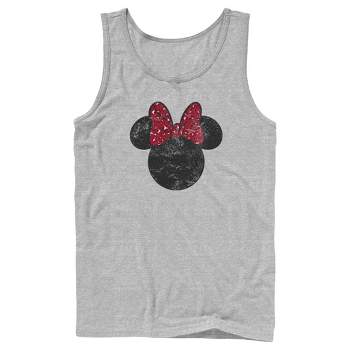 Men's Mickey & Friends Minnie Mouse Distressed Leopard Bow Tank Top