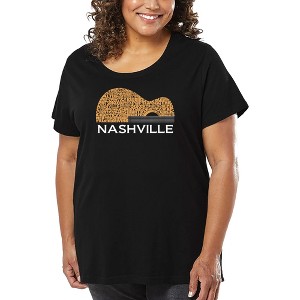 LA Pop Art Nashville Guitar - Women's Word Art T-Shirt - 1 of 4