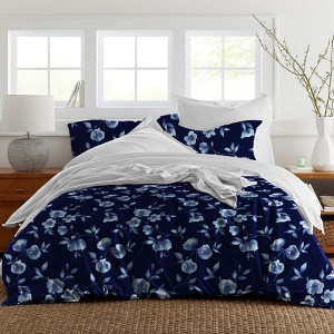 Pointehaven 300 Thread Count 100% Combed Cotton Digital Printed Sateen Duvet Set - 1 of 2