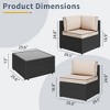 Celebalcony 5-piece black rattan  Wicker Patio Set – All-Weather Outdoor Sectional Sofa with Cushions, Pillows & Glass Coffee Table - 3 of 4