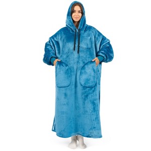 PAVILIA Wearable Blanket Hoodie Adults, Faux Shearling Cozy Oversized Hooded Sweatshirt, Warm Fleece Two Pockets - 1 of 4