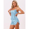 cheibear Women's Silky Satin Adjustable Straps Cami Top and Shorts Pajamas Sets - 3 of 4