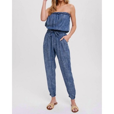 Women's Comfy Washed Tube Denim Jumper - BluIvy