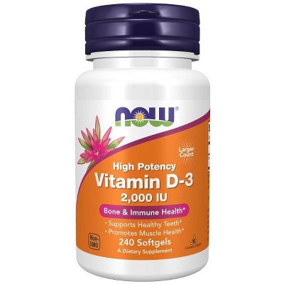 Vitamin D-3 2000 IU by Now Foods  -  240 Softgel