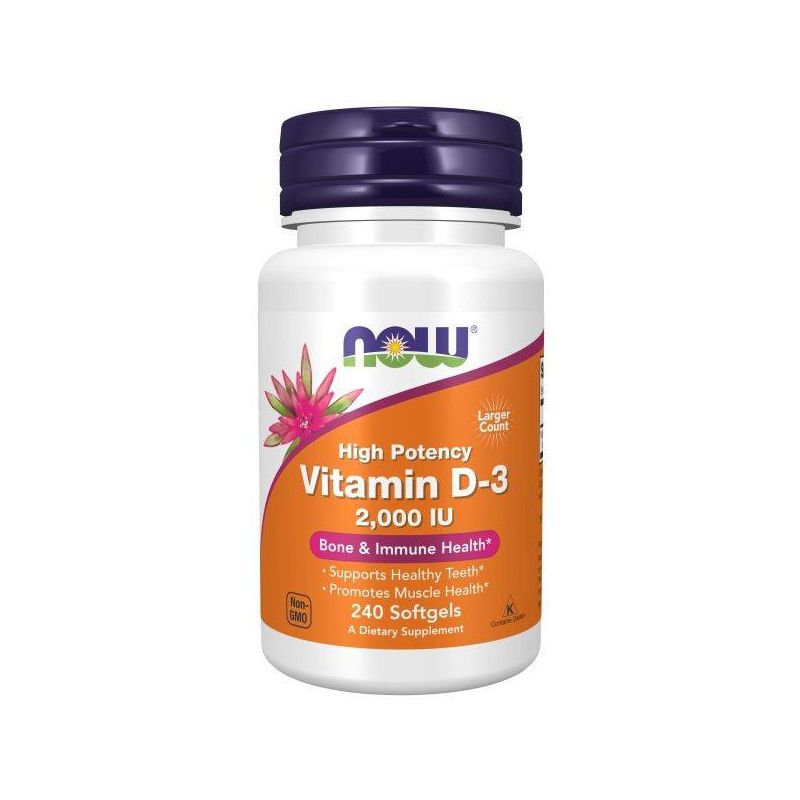 Now Foods Vitamin D-3 2000 IU  -  240 Softgel, 1 of 4