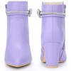 BLISSFUL STEP Rhinestone Bow Pointed Toe Chunky Heel Ankle Boots for Women - 2 of 4