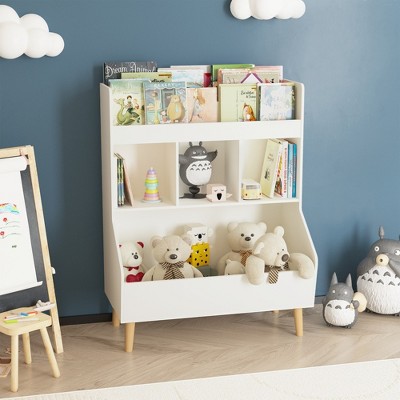 Whisen Kids Bookcase and Bookshelf, Decorative Bookshelf, Multifunctional Bookcase with 3 Collapsible Fabric Drawers