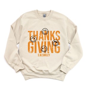 S.W.Smiley Thanksgiving Distressed - Women's Graphic Sweatshirt - 1 of 4