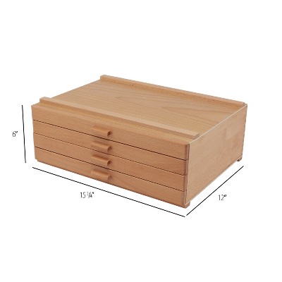 Natural Birch 4-Drawer Stackable Artist Storage Chest
