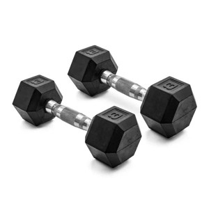 5lb 8lb 10lb 12lb 15lb Coated Rubber Hex Dumbbell, Pair of 2 - 1 of 4