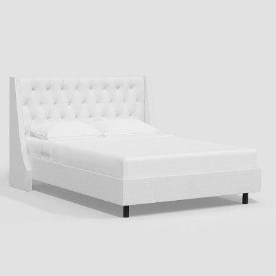 Full Gilford Wingback Platform Bed in Velvet White - Threshold™: Pine Frame, No Box Spring Needed