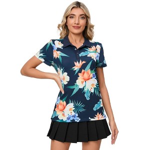 Womens Polo Shirts Short Sleeve Summer Printed Tops 2025 Lightweight Athletic Golf Tennis Shirts - 1 of 4