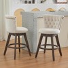 QingMoon 360° Swivel Bar Stools, Velvet Counter Height Chairs Set of 2 with Footrest Ring and Tufted Button Trimmed Edges for Kitchen Island, Pub - 2 of 4