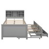 NicBex Twin Size Platform Bed Wooden Bed Frame with Trundle, Storage Headboard, Drawers and Interface for Bedroom, No Box Spring Required, Gray - 3 of 4
