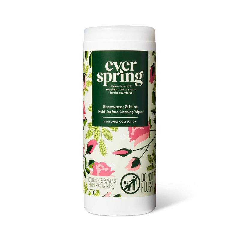 Rosewater &#38; Mint Wipes - 35ct - Everspring&#8482;, 1 of 5