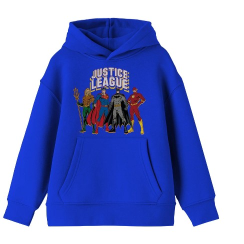 Group of Heroes Justice League Youth Boys Royal Blue Hoodie XS