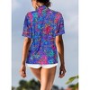 LA LEELA Button Down Shirt for Women Floral Summer Beach Party Blouses Shirt Tropical Blouse Short Sleeve Shirts Hawaiian for Women - 3 of 4