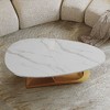 Sapphtopaz Modern Faux Marble Coffee Table with Sintered Stone Tabletop,Oval Coffee Table for Living Room, Living Room Table with Stainless Steel Base - 2 of 4