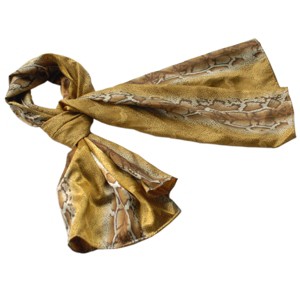 Slickblue Gold Boa Print Silk Scarf for Women, Lightweight & Soft, Fashion Accessory for All Occasions, 2 Sizes - 1 of 3