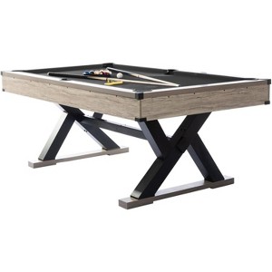 7ft Pool Table for Home,Heavy Duty Billiard Tables with Sturdy K-Shape Metal Legs,Complete Set with Cue Sticks,Pool Balls, Triangle,Chalk,Brush - 1 of 4