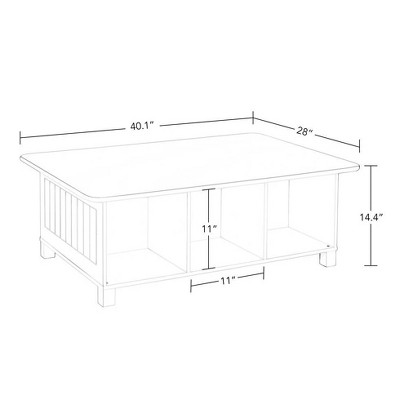 White Wooden Kids Activity Table with 6 Storage Cubbies