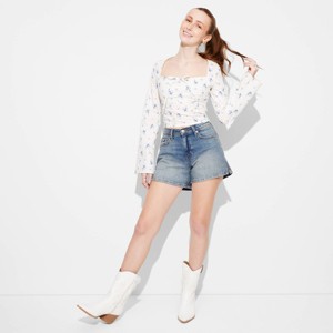 Women's Mid-Rise Curvy Heritage Midi Denim Shorts - Wild Fable™ - 1 of 3