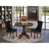 3-Piece Antique Walnut Finish Solid Wood Top-Round Dining Room Set-Seats 4 - 2 of 4