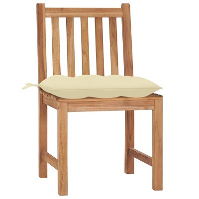 vidaXL Solid Teak Wood Patio Chairs Set with Cream White Cushions - Durable Weather Resistant Garden Furniture for Indoor and Outdoor Use