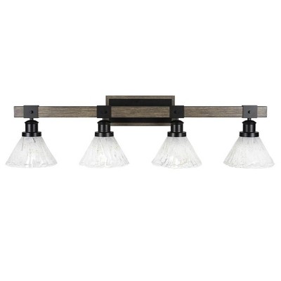 Toltec Lighting Tacoma 4 - Light Vanity in  Black/Painted Wood with 7" Italian Ice Shade