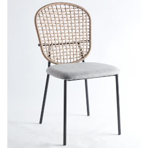 NicBex Set of 4 Rattan Backrest Dining Chair Modern Upholstered Padded Seat Side Chair with Metal Legs for Dining Room - 1 of 4