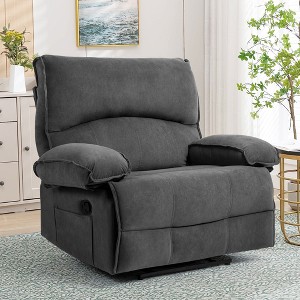 Velvet Oversized Manual Recliner Chair with Push-Back Reclining and Massage Pillow - 1 of 4