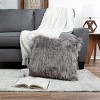 22-in. Plush Pillow Luxury Square Accent Pillow Insert and Shag Glam Cover Set for Bedroom or Living Room by Lavish Home (Gray) - 4 of 4