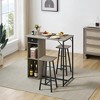 3 Piece Dining Table Set for 2, Industrial Bar Table and 2 Stools, Counter Height Island Table with Storage Shelves, Drawer, Small Kitchen Table - 4 of 4