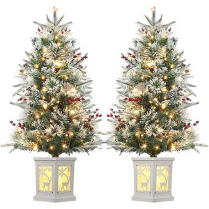 3Ft Prelit Artificial Christmas Tree with 78 Warm LED Imitation Fiber Optic Light, 8 Mode, Decor for Home - 1 of 4
