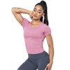 BLUEMING Womens Athletic Tops Cropped Breathable Activewear T-Shirts Round Neck Back Ventilated Mesh Tops Gym Jogger Outfits - 3 of 4